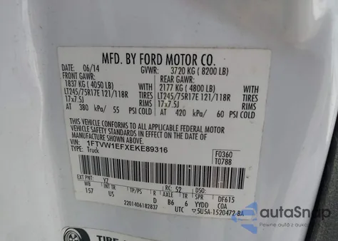 2014 Ford F-150 Xlt z USA, uszkodzony, nr VIN 1FTVW1EFXEKE89316